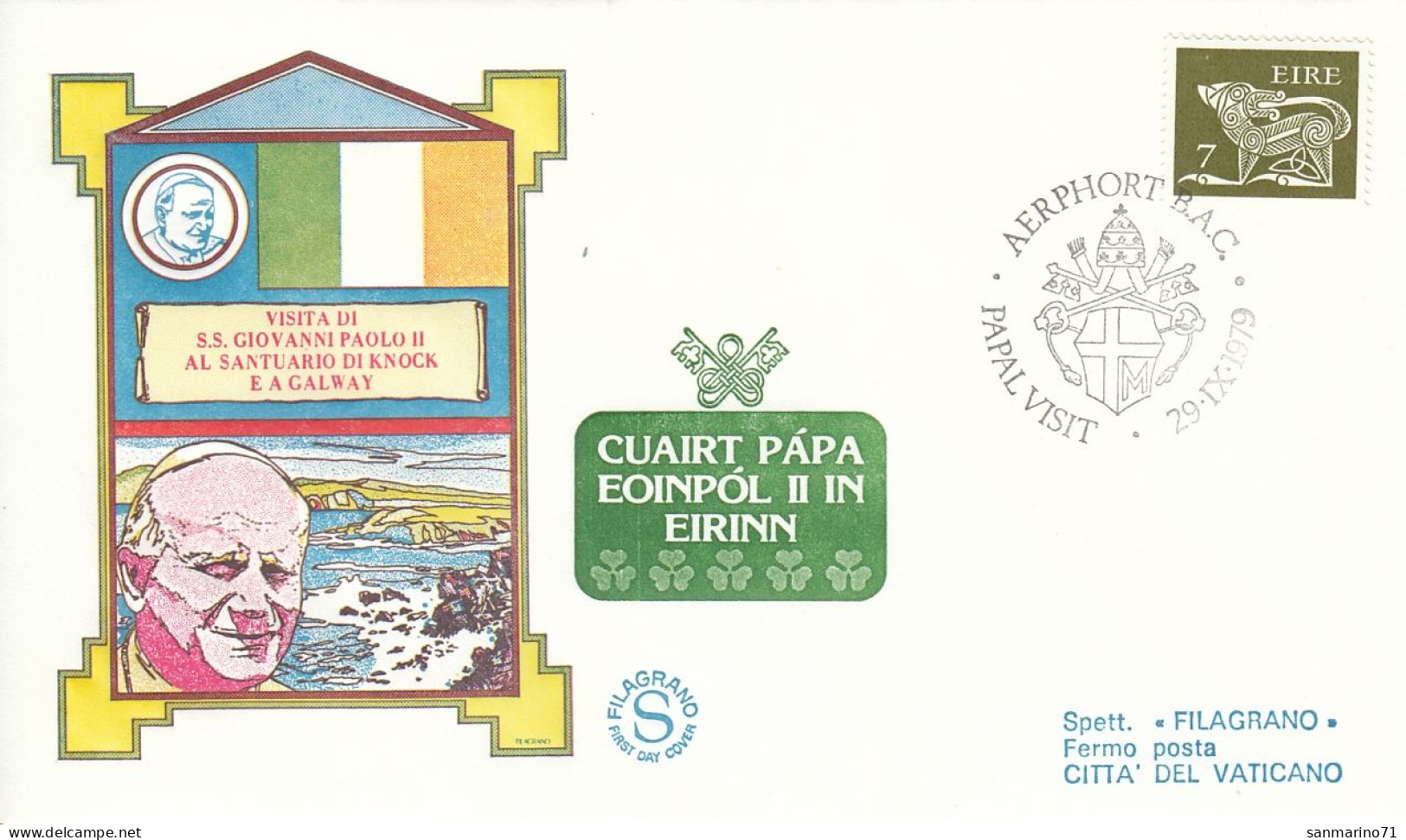 IRELAND Cover 2-21,popes Travel 1979 - Covers & Documents