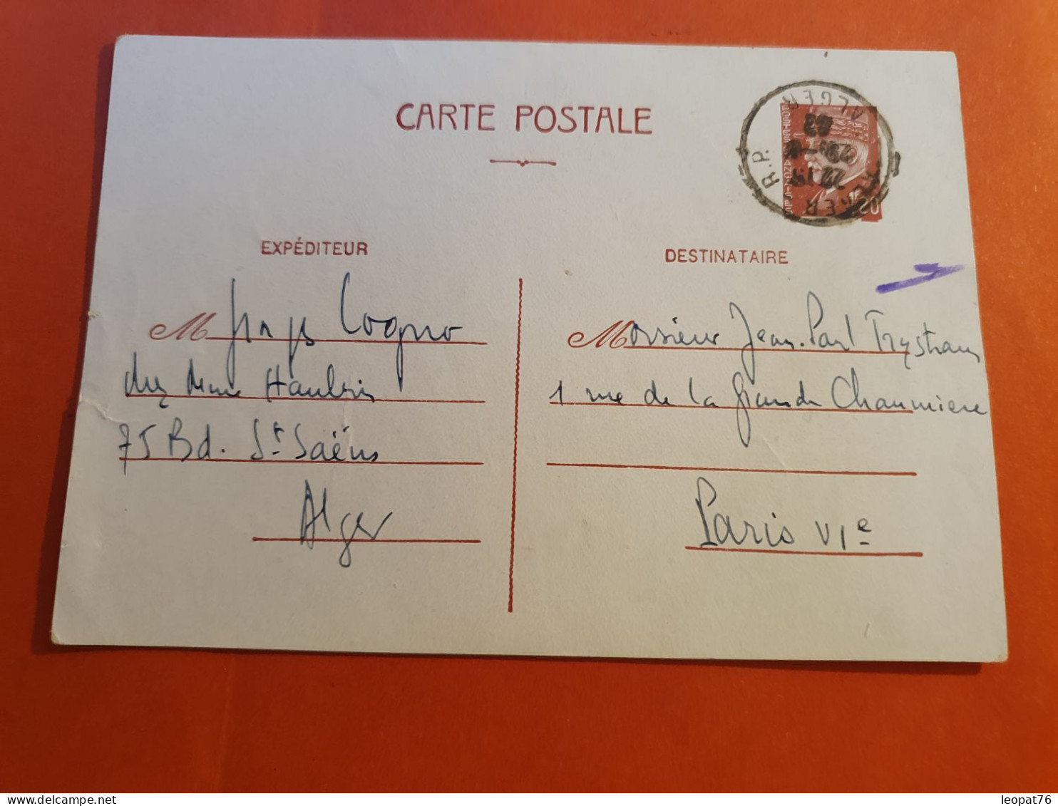 Algérie - Entier Postal Pétain De Alger Pour Paris En 1942 - J 90 - Lettres & Documents