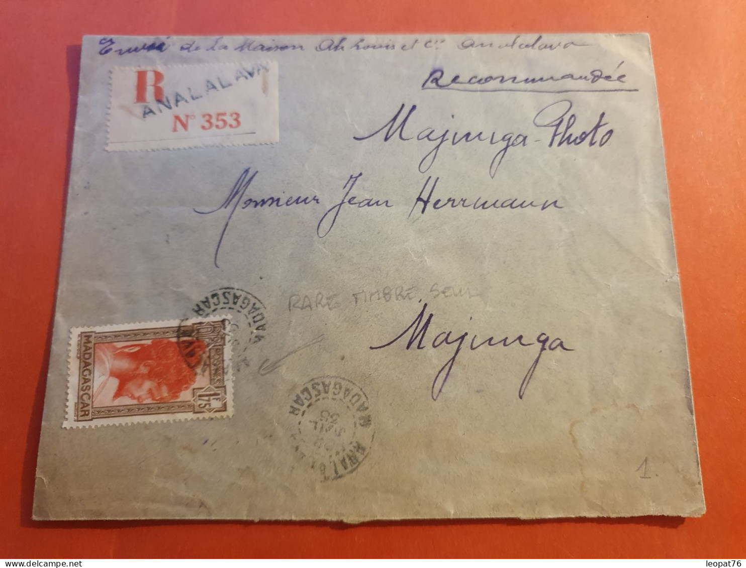 Madagascar - Enveloppe En Recommandé De Analalava Pour Majunga En 1935 - J 96 - Covers & Documents