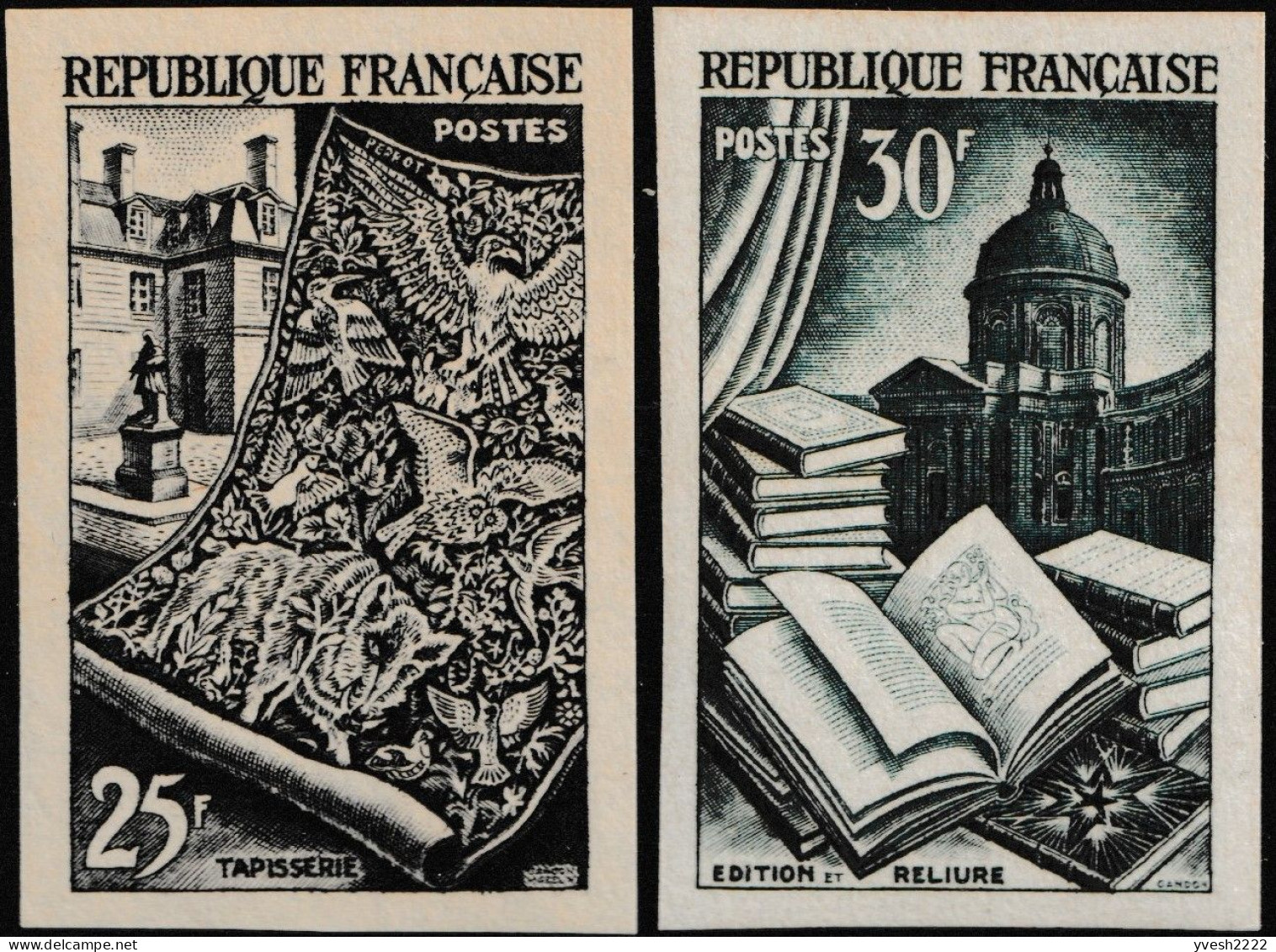 France 1954 Y&T 970 à 974. Essais De Couleurs. Métiers D'art. Gobelins édition Orfèvrerie Porcelaine Cristaux Parfums - Glas & Brandglas