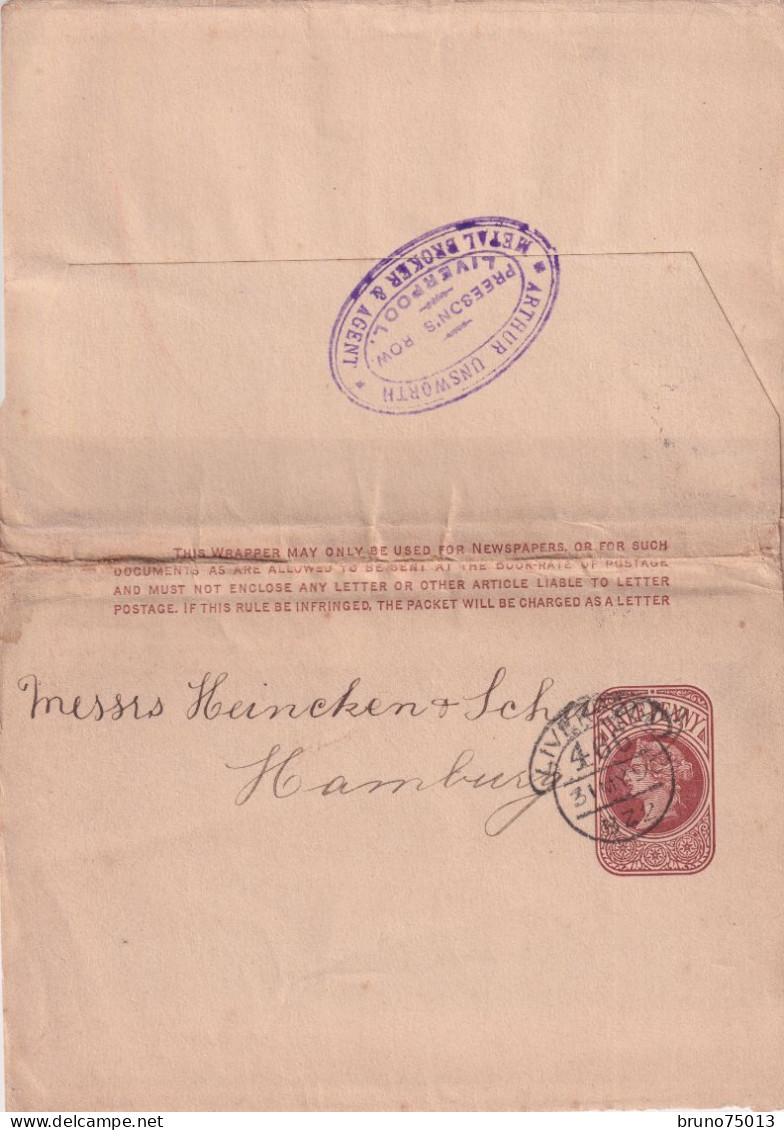1d. Wrapper - Liverpool Postmark - To Hampburg - Storia Postale