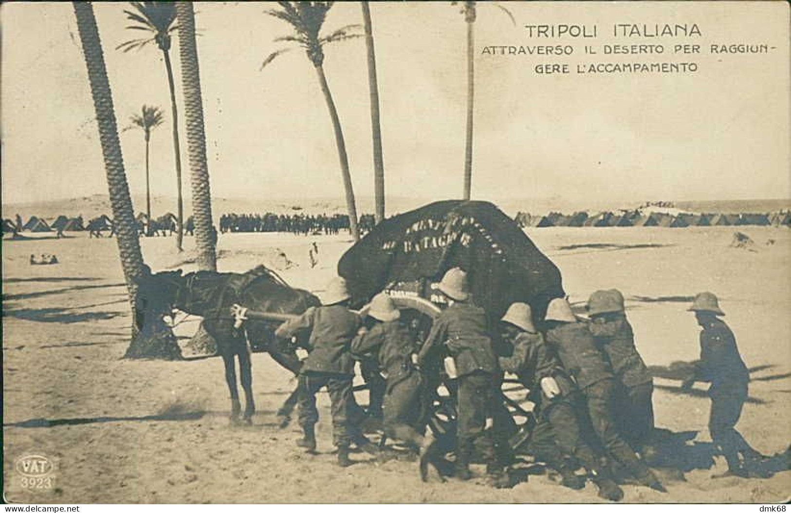 LIBIA / LIBYA - ITALY / TURKEY WAR - ATTRAVERSO IL DESERTO PER RAGGIUNGERE L'ACCAMPAMENTO / SOLDIERS - 1915  (12367) - Libia
