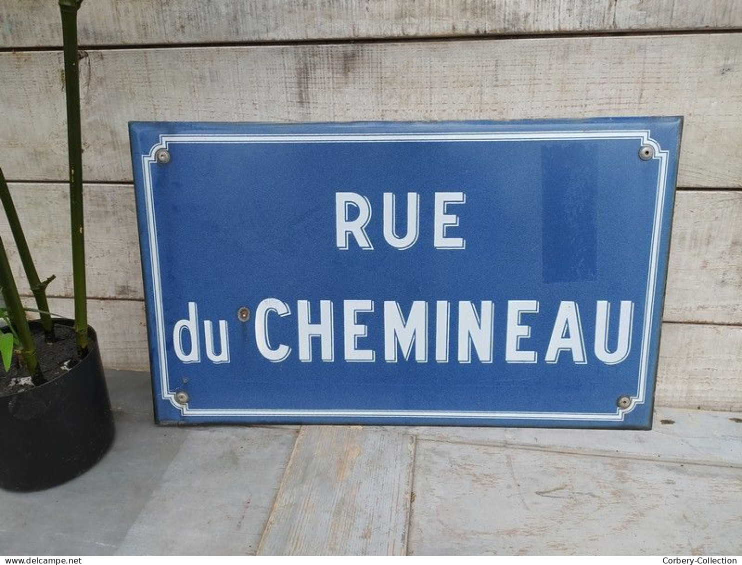 Ancienne Plaque De Rue Émaillée RUE DU CHEMINEAU / Train SNCF Chemin De Fer. - Plaques émaillées (après 1960)