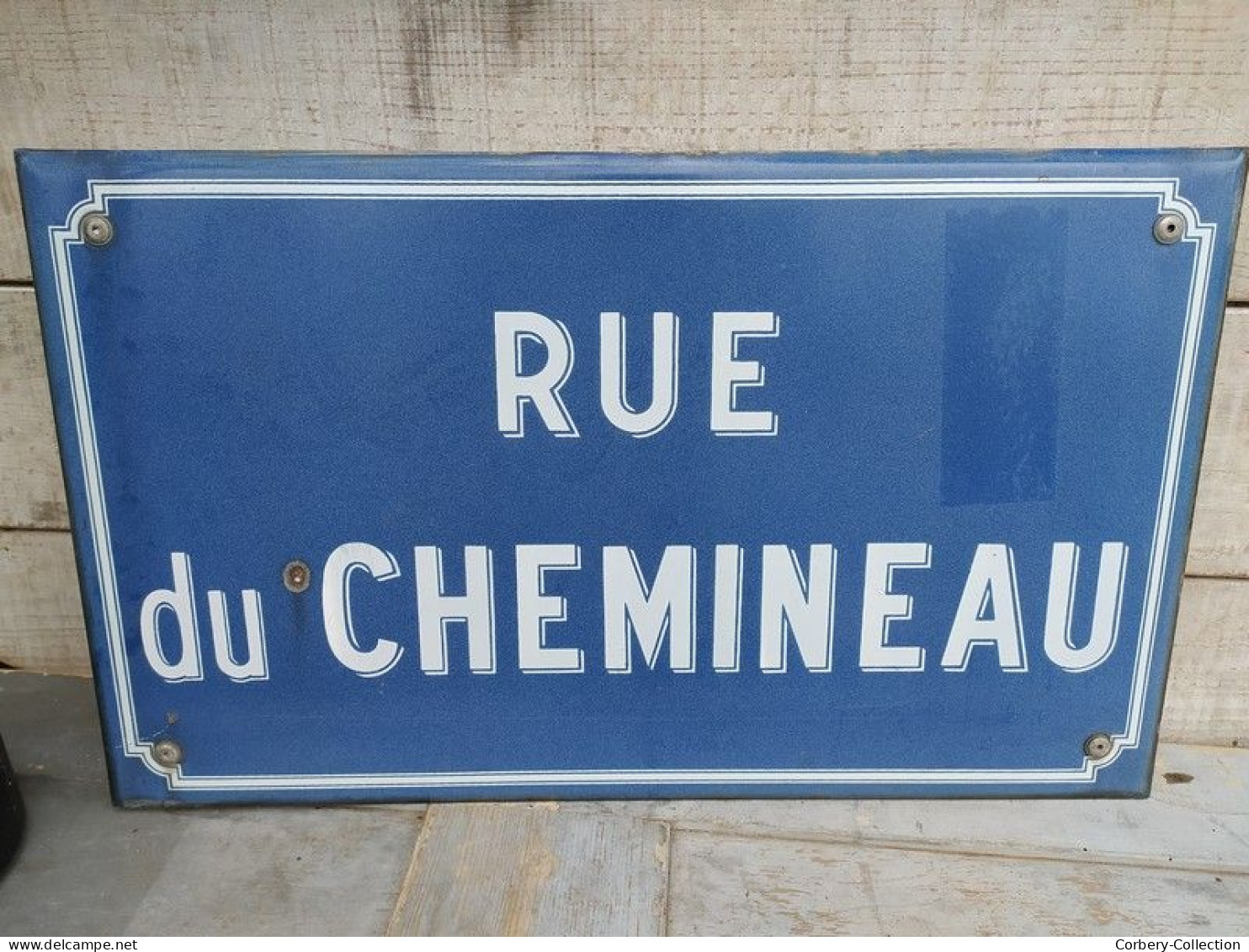 Ancienne Plaque De Rue Émaillée RUE DU CHEMINEAU / Train SNCF Chemin De Fer. - Emailplaten (vanaf 1961)