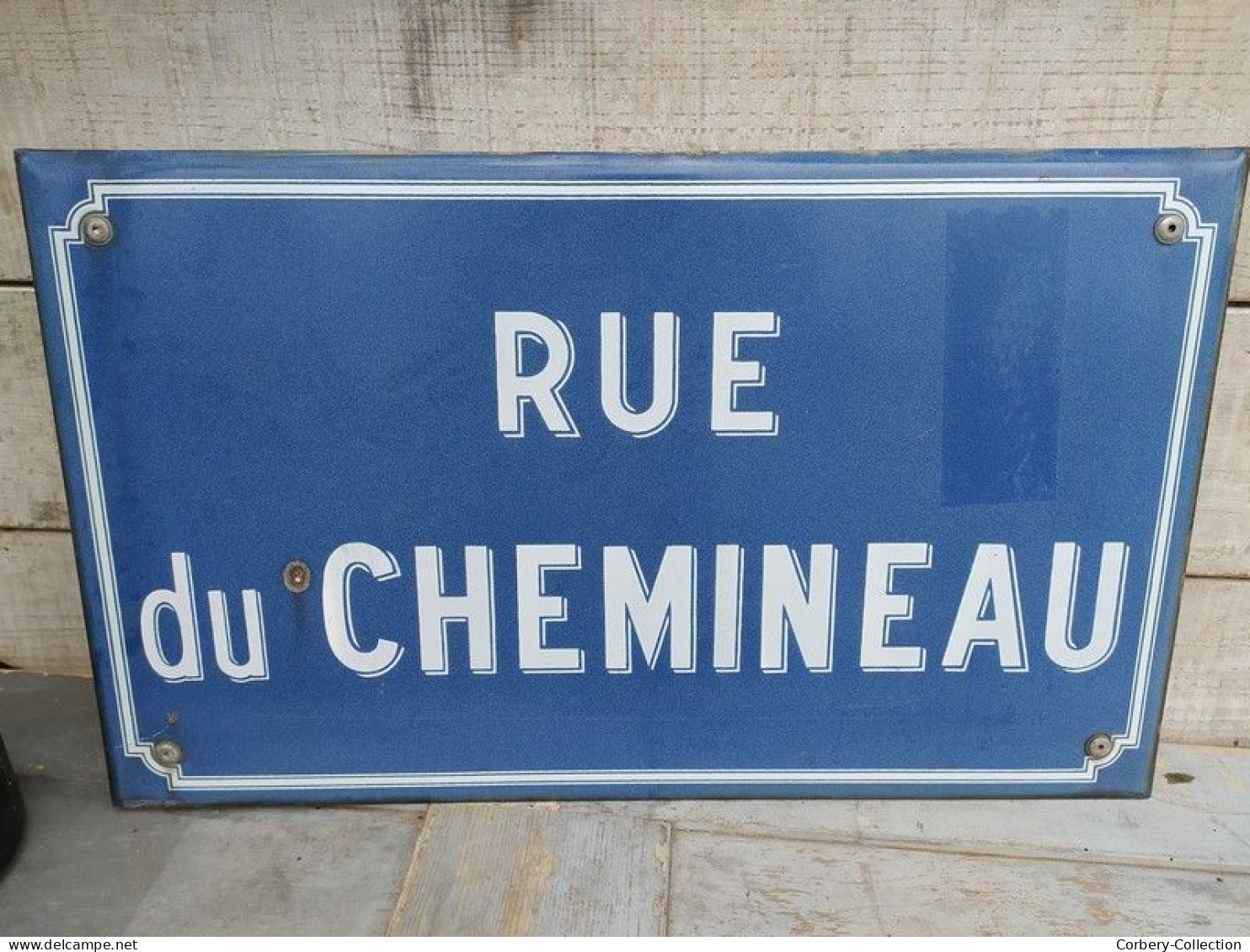 Ancienne Plaque De Rue Émaillée RUE DU CHEMINEAU / Train SNCF Chemin De Fer. - Placas Esmaltadas (desde 1961)