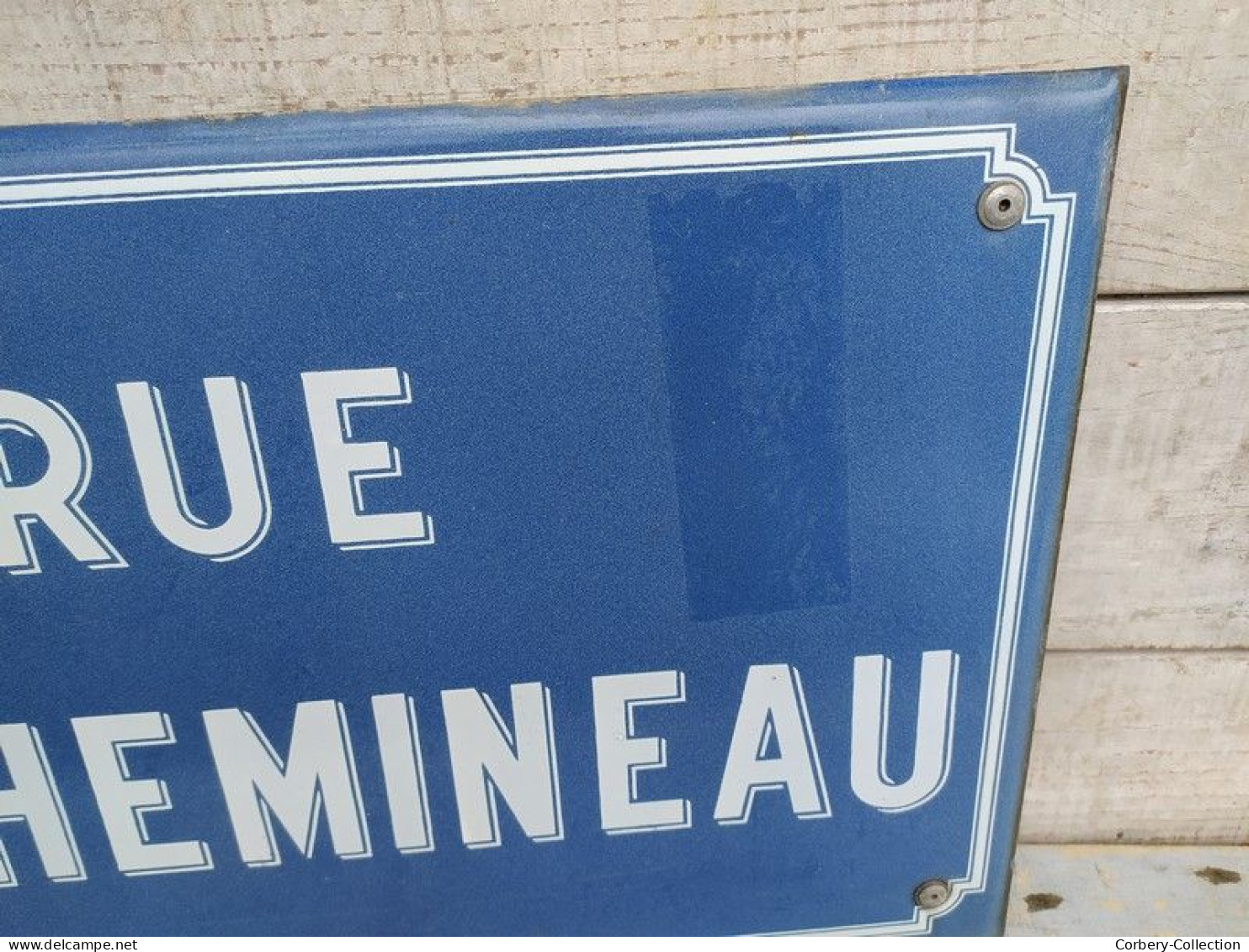Ancienne Plaque De Rue Émaillée RUE DU CHEMINEAU / Train SNCF Chemin De Fer. - Enameled Signs (after1960)