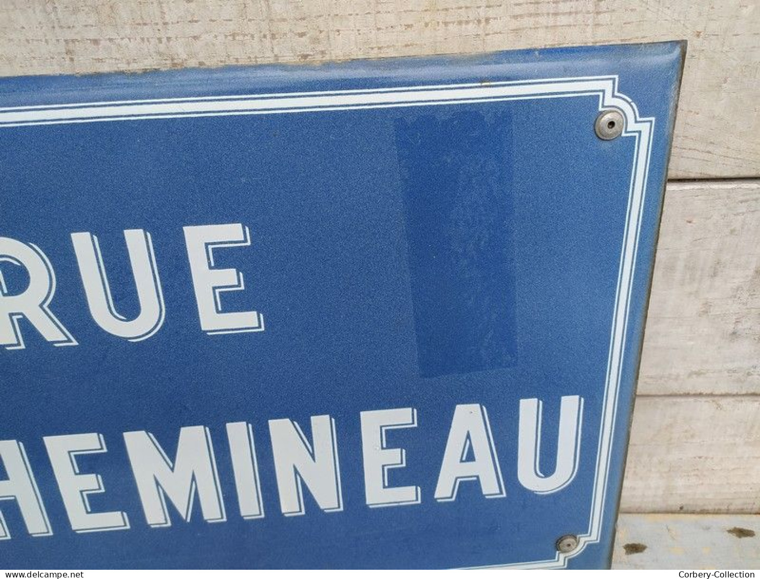 Ancienne Plaque De Rue Émaillée RUE DU CHEMINEAU / Train SNCF Chemin De Fer. - Placas Esmaltadas (desde 1961)