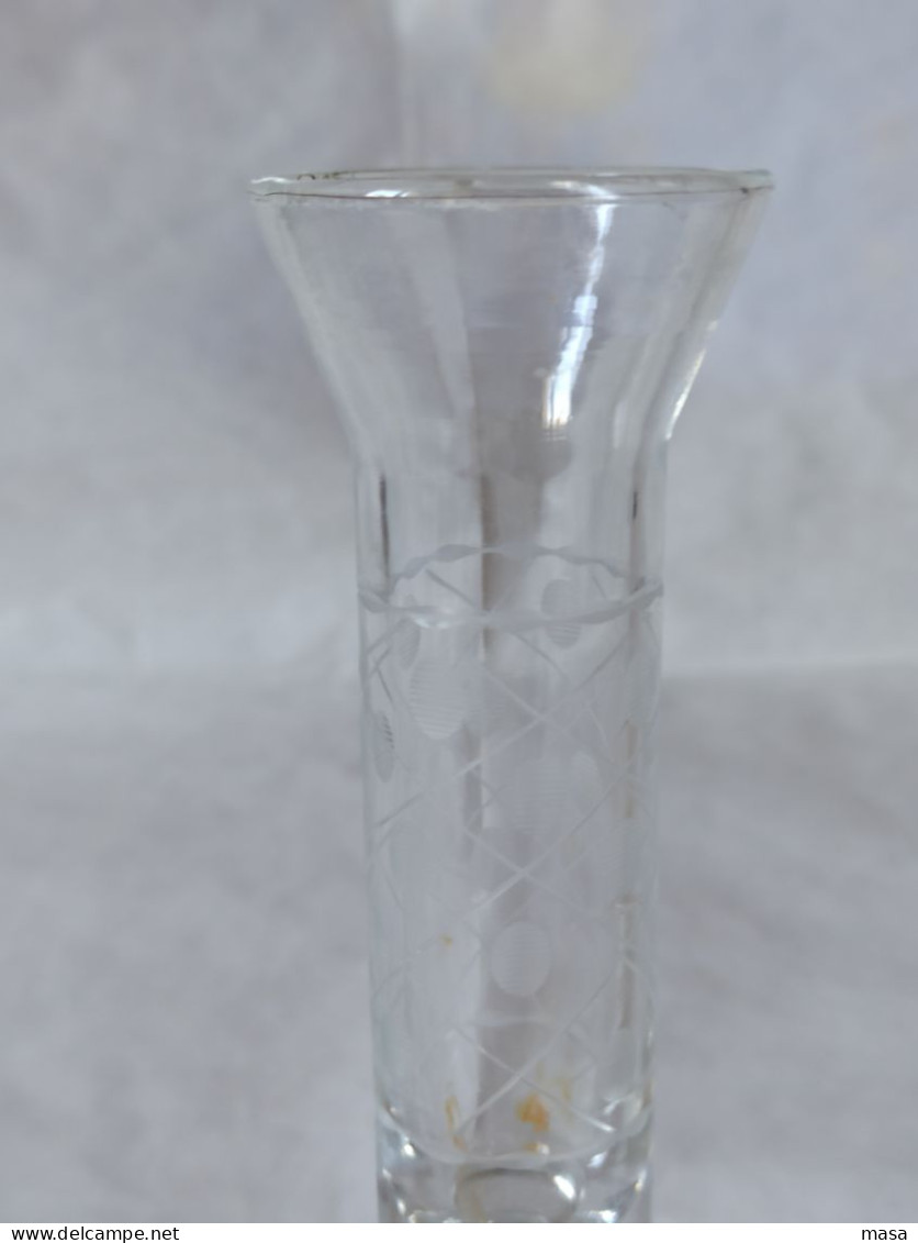 Calice In Cristallo Molato E Inciso Anni '40 - 50 - Glass & Crystal