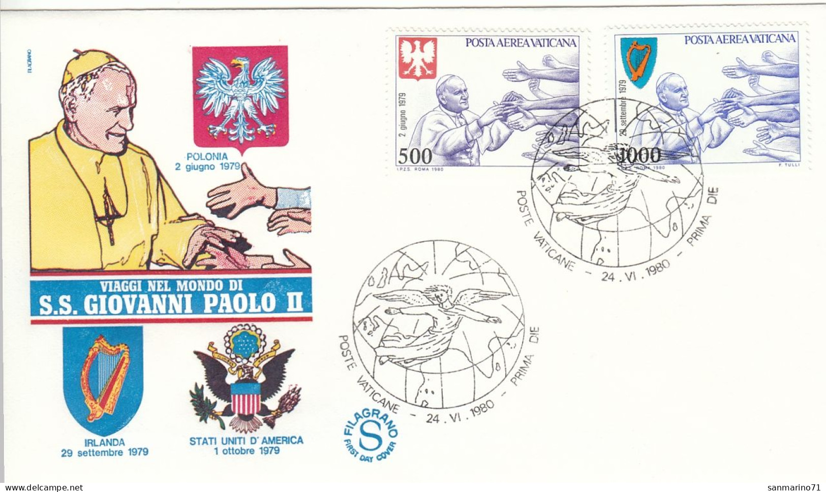 VATICAN Cover 2-43,popes Travel 1980 - Brieven En Documenten