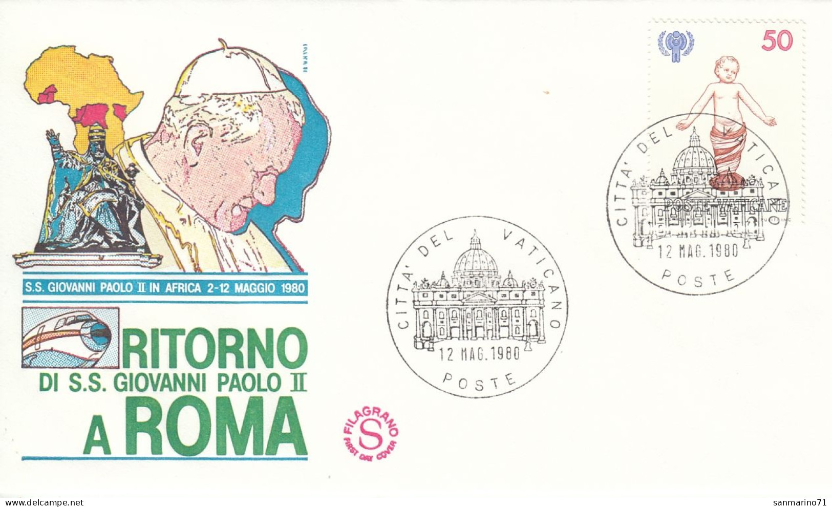 VATICAN Cover 2-48,popes Travel 1980 - Covers & Documents