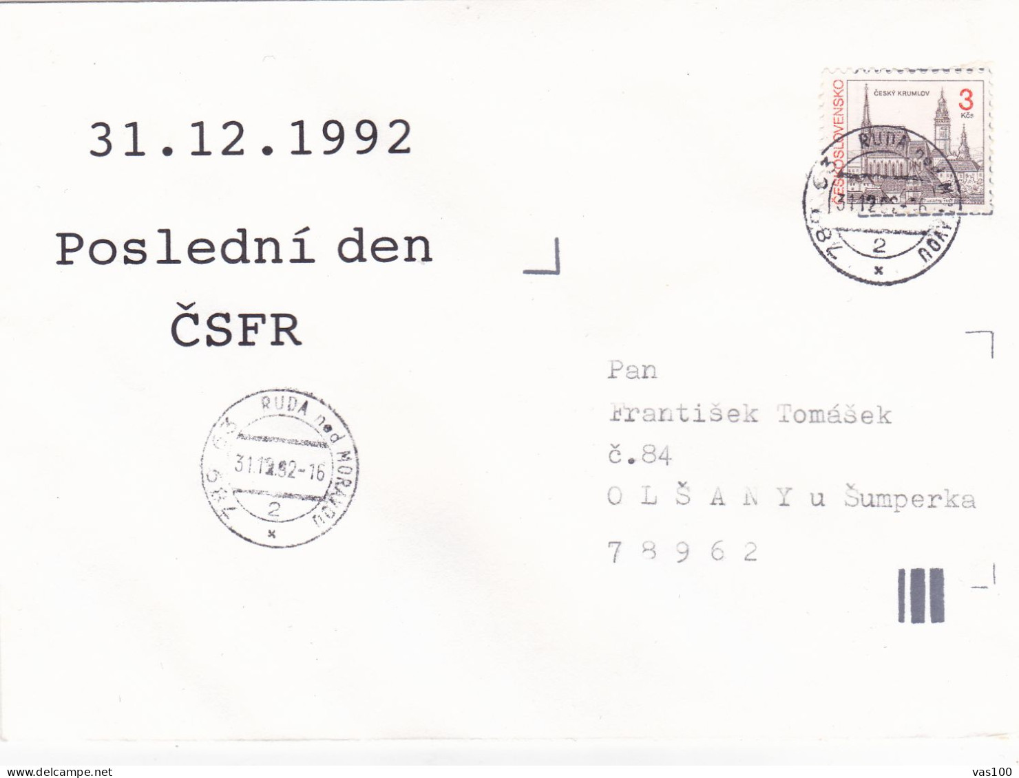 COVERS CIRCULATED 1992 Tchécoslovaquie - Brieven En Documenten