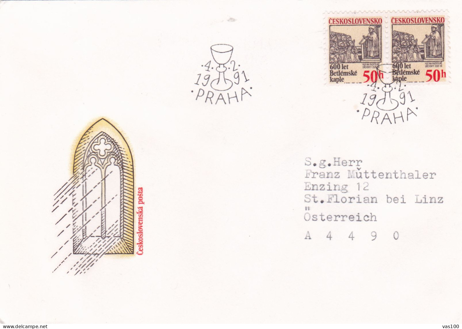 COVERS  FDC PRAHA  CIRCULATED 1991 Chécoslovaquie - Covers & Documents