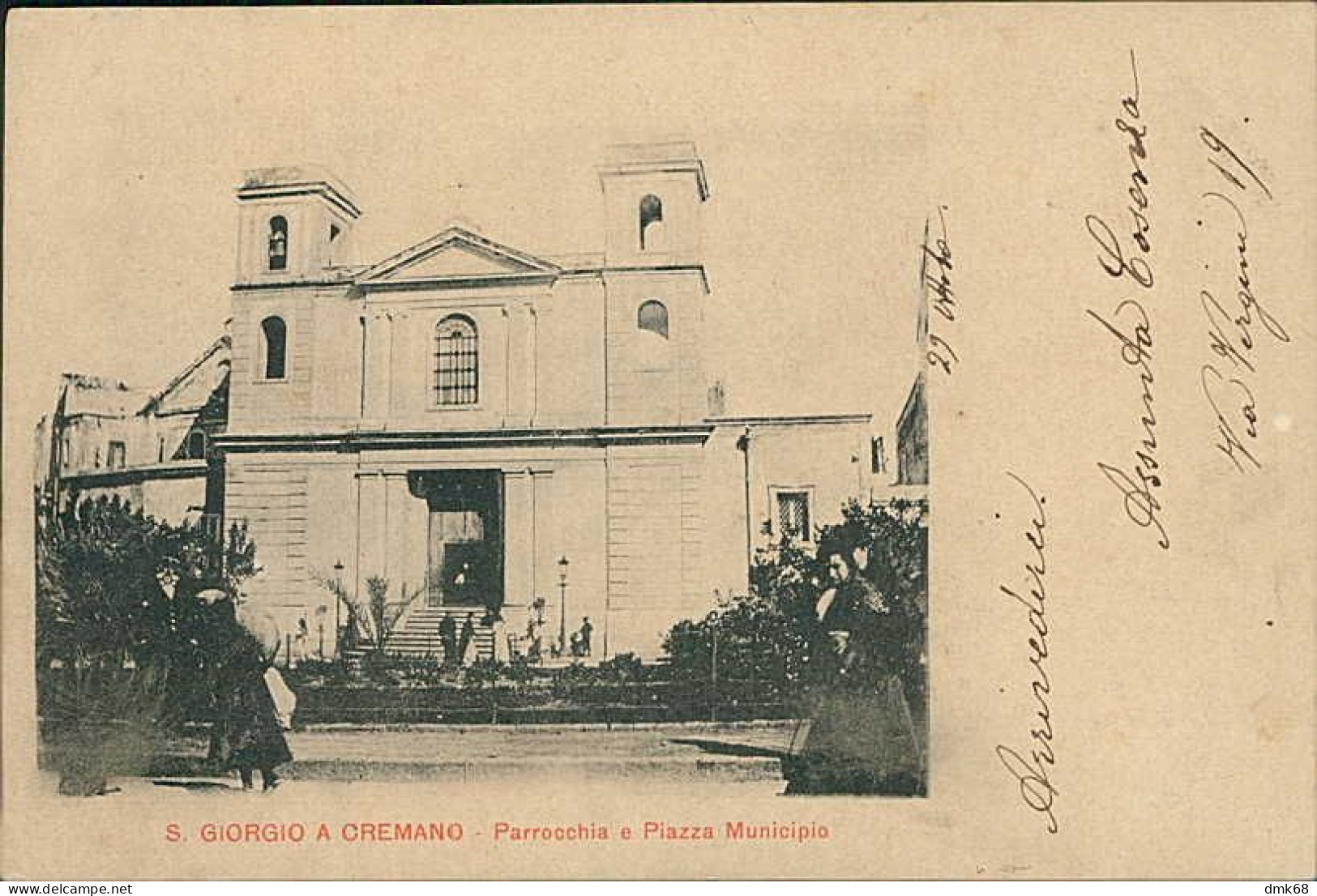 SAN GIORGIO A CREMANO ( NAPOLI ) PARROCCHIA E PIAZZA MUNICIPIO  - SPEDITA - 1900s  (19390) - San Giorgio