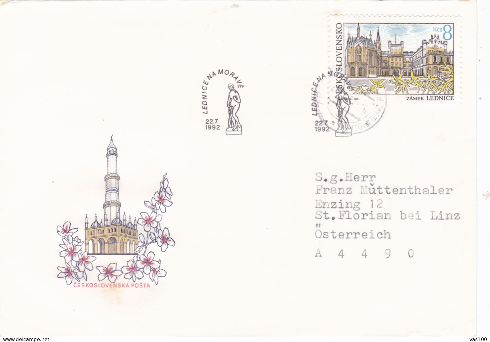 COVERS  FDC CIRCULATED 1992 Tchécoslovaquie - Storia Postale