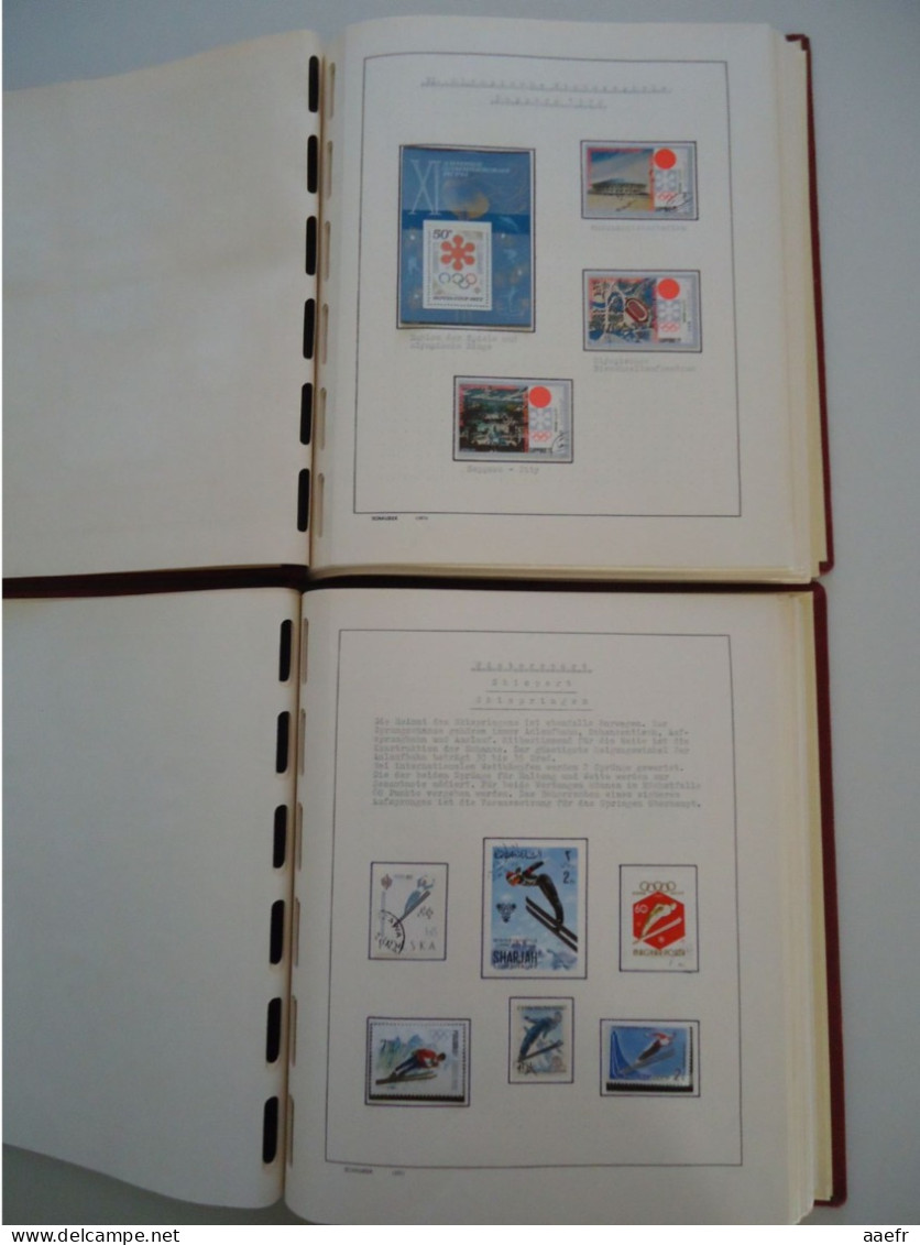 Monde -  Collection Sports et Jeux olympiques par discipline -  2 albums Schaubek - 936 timbres + 9 blocs + 14 FDC