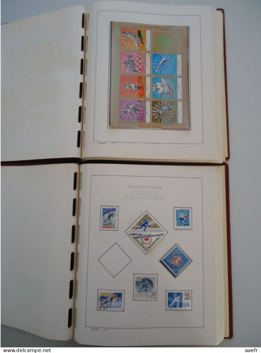 Monde -  Collection Sports et Jeux olympiques par discipline -  2 albums Schaubek - 936 timbres + 9 blocs + 14 FDC