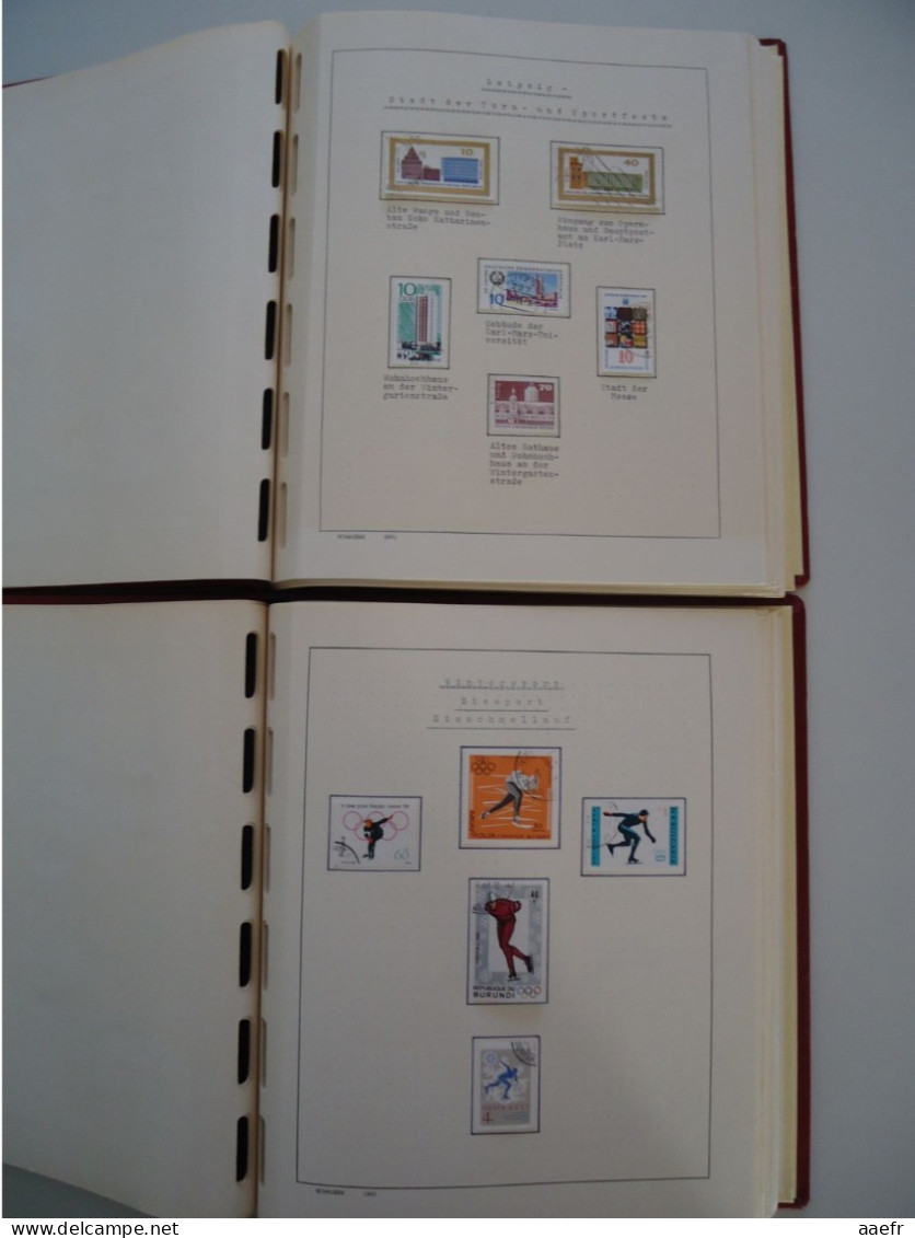 Monde -  Collection Sports et Jeux olympiques par discipline -  2 albums Schaubek - 936 timbres + 9 blocs + 14 FDC