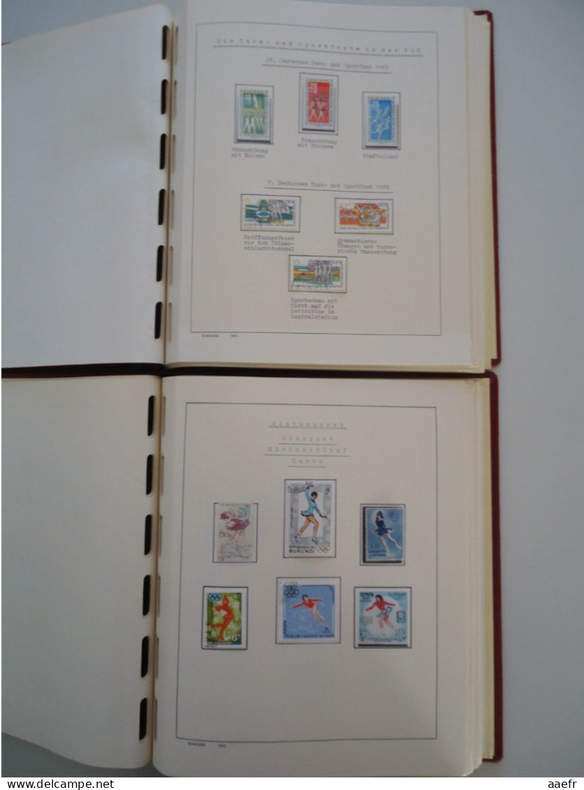 Monde -  Collection Sports et Jeux olympiques par discipline -  2 albums Schaubek - 936 timbres + 9 blocs + 14 FDC