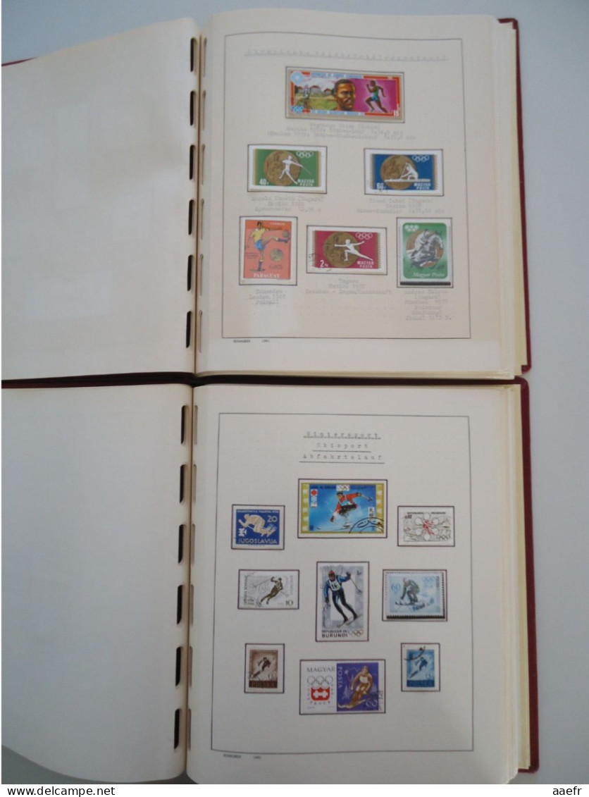 Monde -  Collection Sports et Jeux olympiques par discipline -  2 albums Schaubek - 936 timbres + 9 blocs + 14 FDC