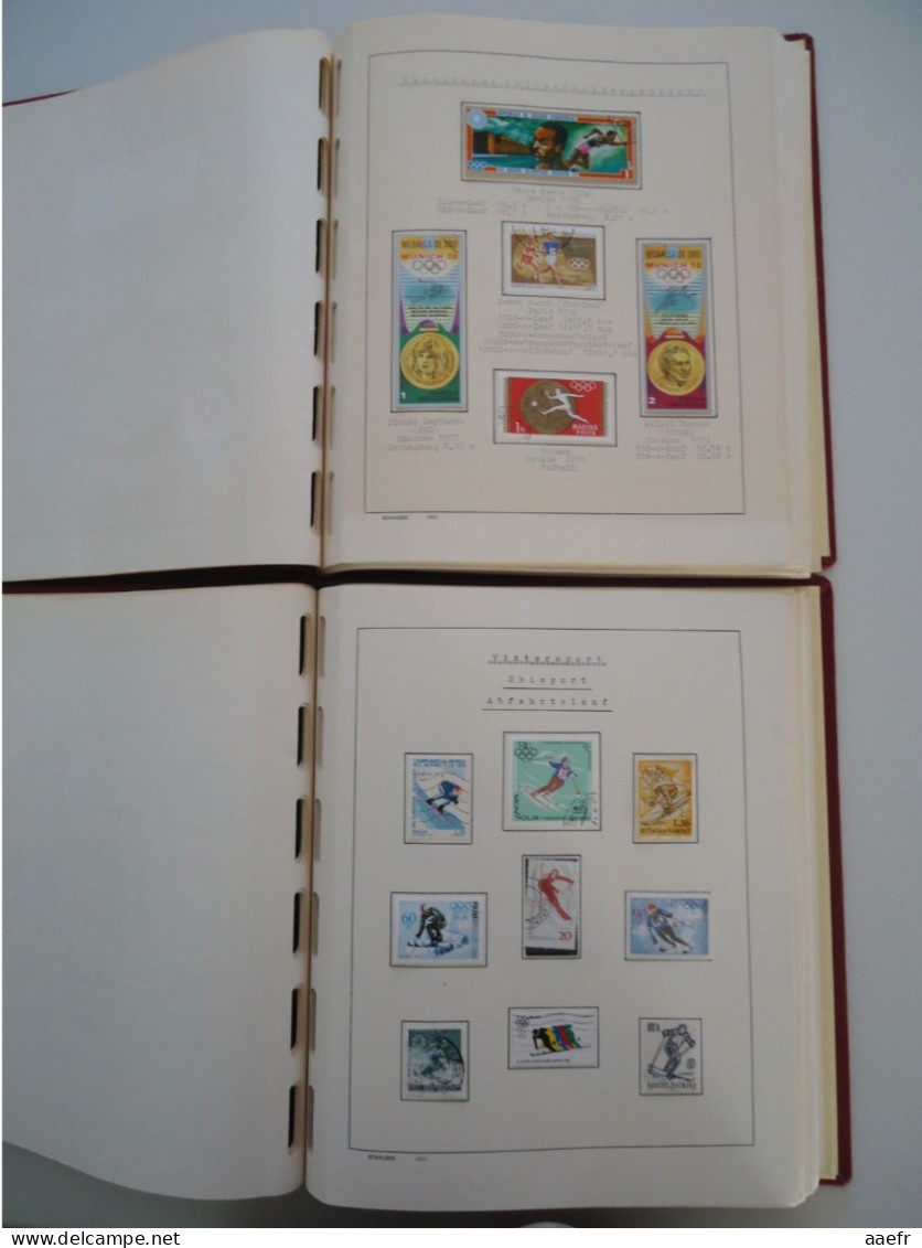 Monde -  Collection Sports et Jeux olympiques par discipline -  2 albums Schaubek - 936 timbres + 9 blocs + 14 FDC