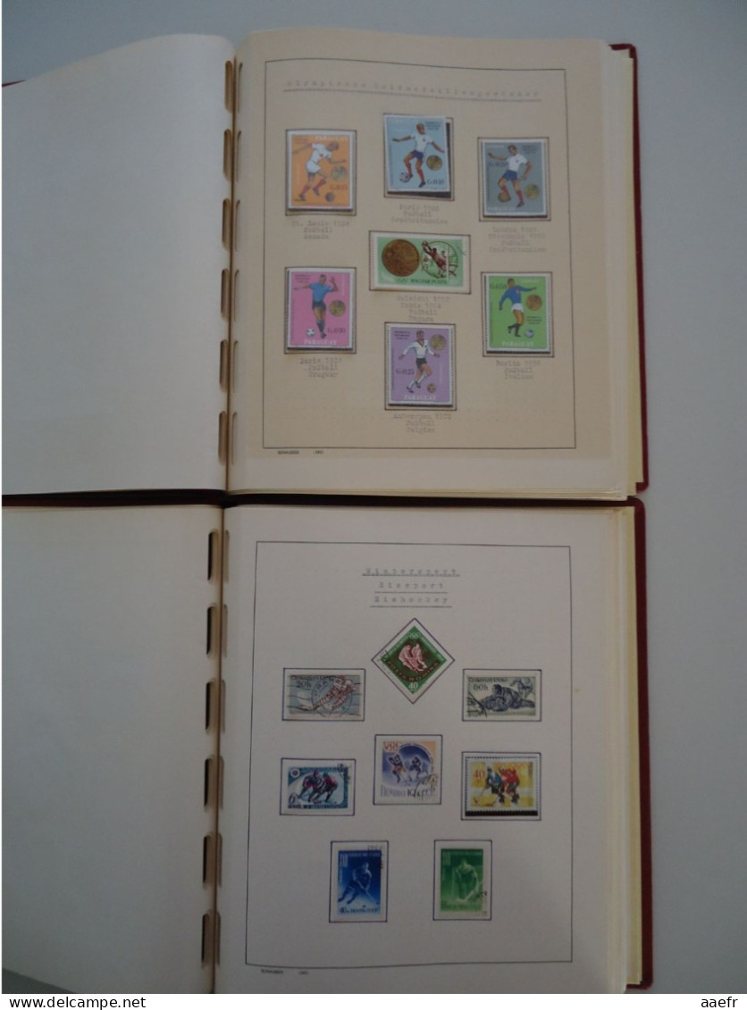 Monde -  Collection Sports et Jeux olympiques par discipline -  2 albums Schaubek - 936 timbres + 9 blocs + 14 FDC