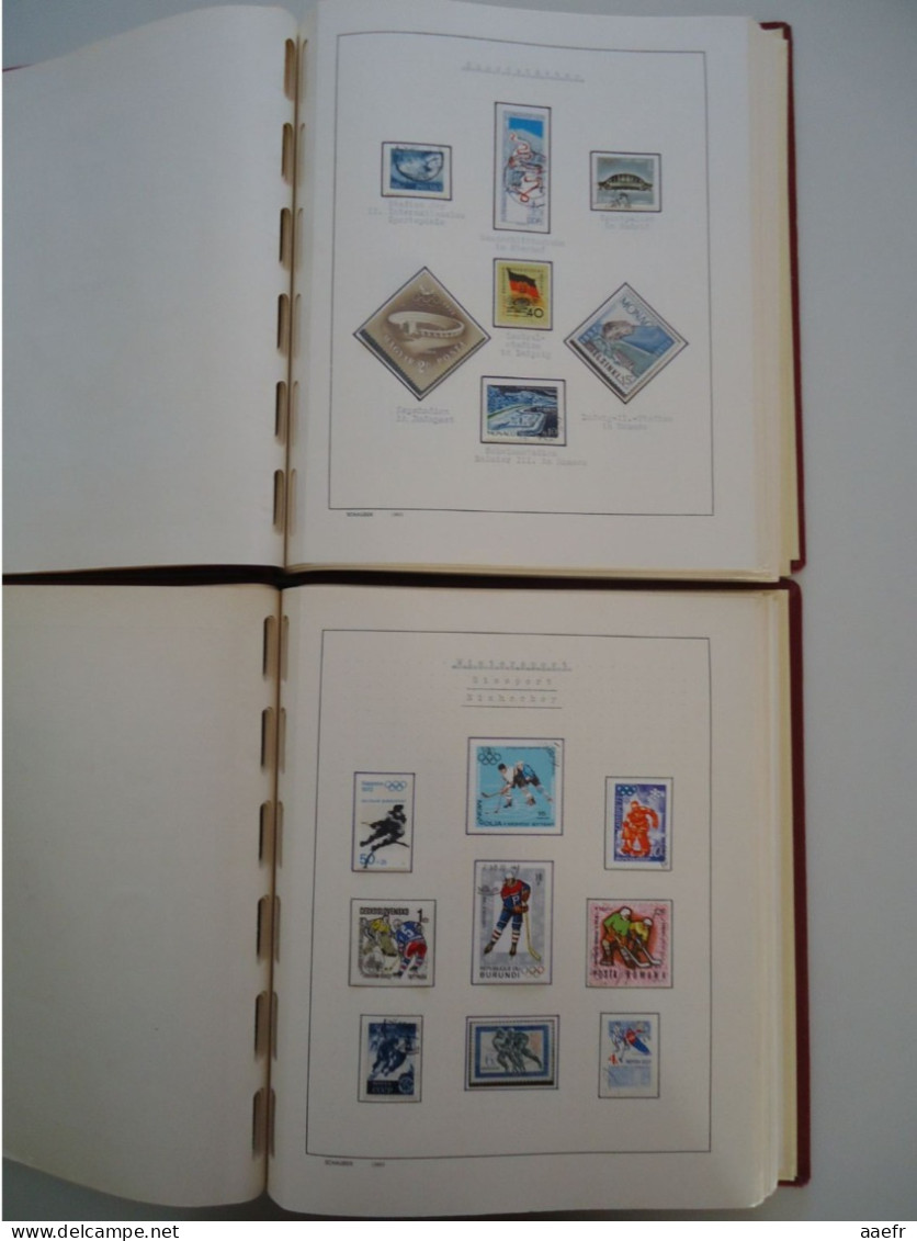 Monde -  Collection Sports et Jeux olympiques par discipline -  2 albums Schaubek - 936 timbres + 9 blocs + 14 FDC