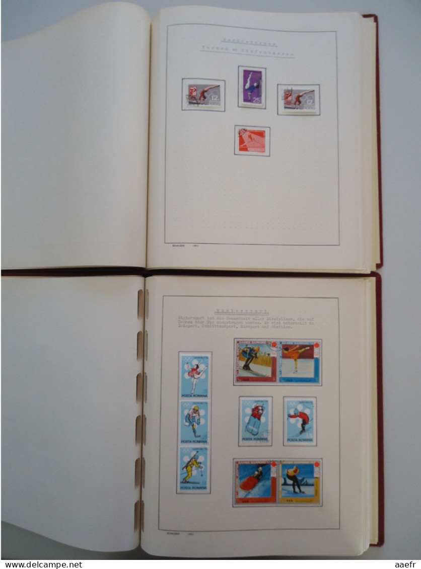 Monde -  Collection Sports et Jeux olympiques par discipline -  2 albums Schaubek - 936 timbres + 9 blocs + 14 FDC