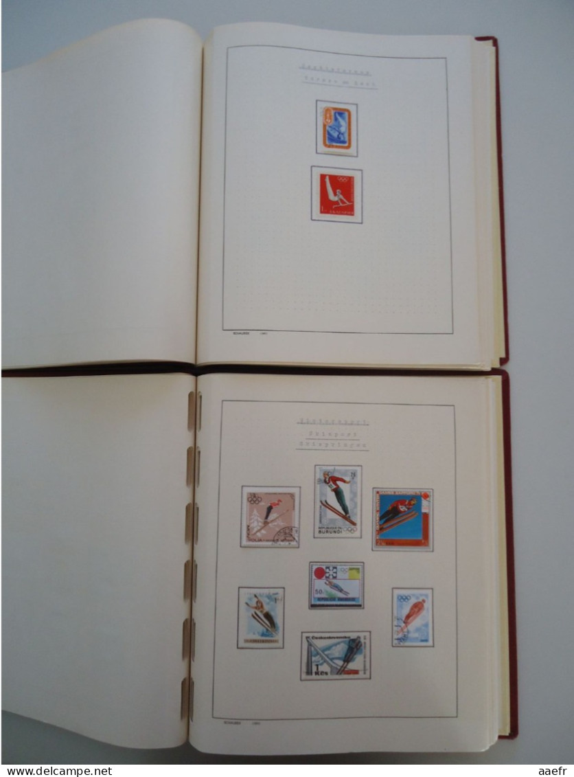 Monde -  Collection Sports et Jeux olympiques par discipline -  2 albums Schaubek - 936 timbres + 9 blocs + 14 FDC