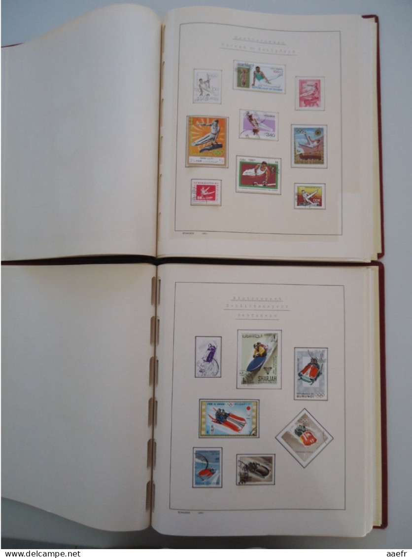 Monde -  Collection Sports et Jeux olympiques par discipline -  2 albums Schaubek - 936 timbres + 9 blocs + 14 FDC