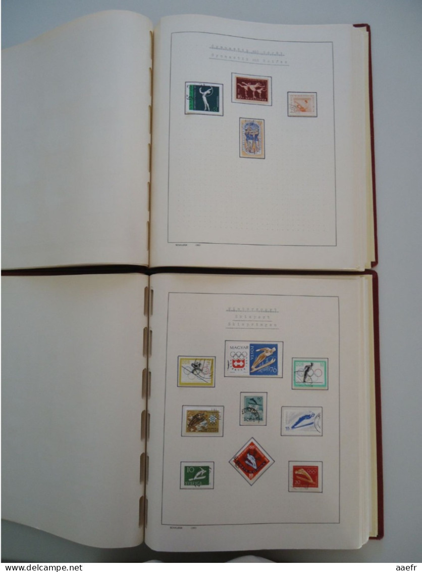 Monde -  Collection Sports et Jeux olympiques par discipline -  2 albums Schaubek - 936 timbres + 9 blocs + 14 FDC