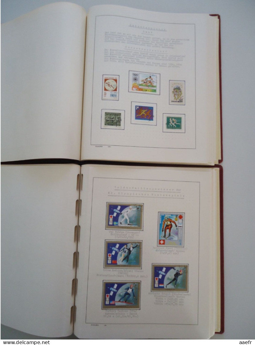 Monde -  Collection Sports et Jeux olympiques par discipline -  2 albums Schaubek - 936 timbres + 9 blocs + 14 FDC