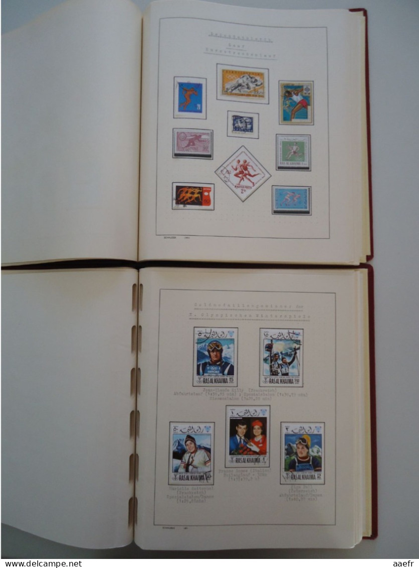 Monde -  Collection Sports et Jeux olympiques par discipline -  2 albums Schaubek - 936 timbres + 9 blocs + 14 FDC