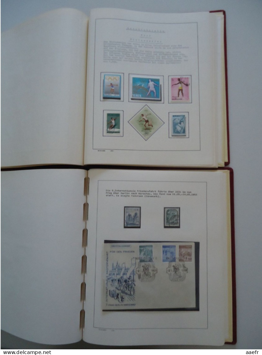 Monde -  Collection Sports et Jeux olympiques par discipline -  2 albums Schaubek - 936 timbres + 9 blocs + 14 FDC