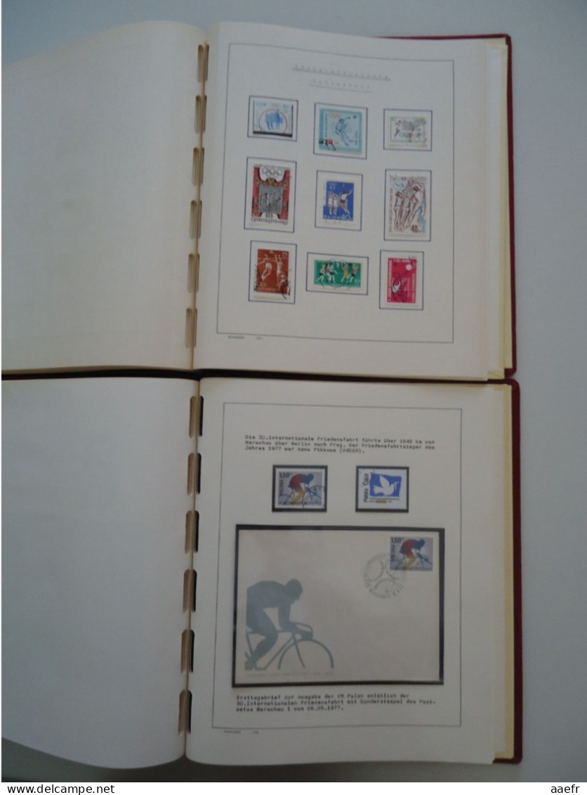 Monde -  Collection Sports et Jeux olympiques par discipline -  2 albums Schaubek - 936 timbres + 9 blocs + 14 FDC