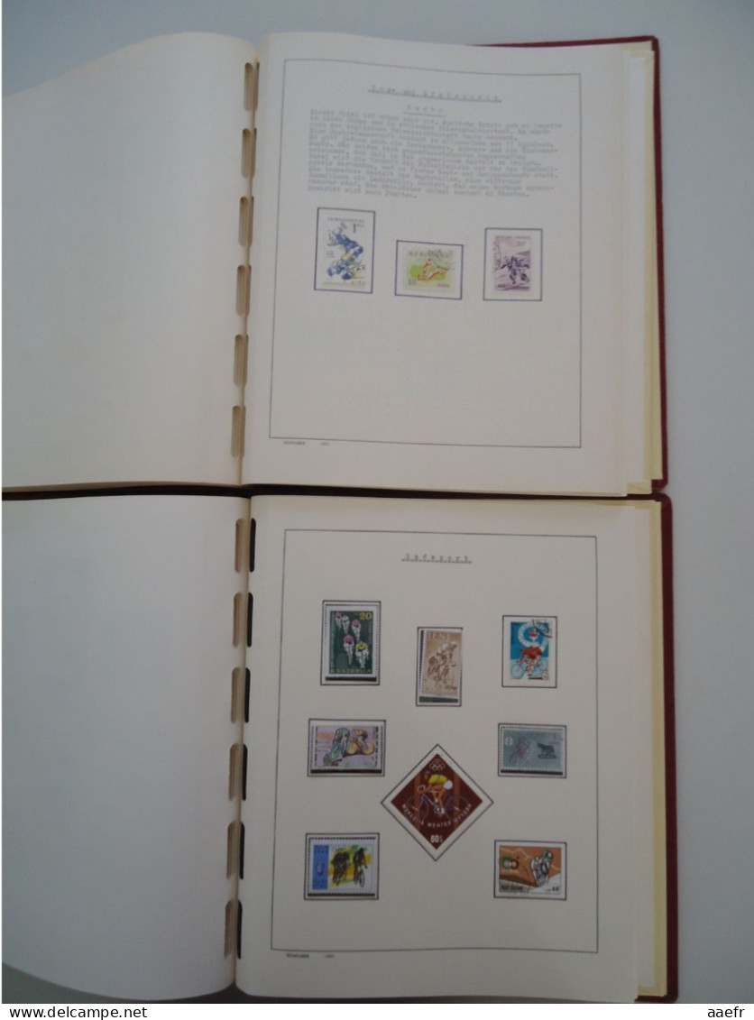 Monde -  Collection Sports et Jeux olympiques par discipline -  2 albums Schaubek - 936 timbres + 9 blocs + 14 FDC