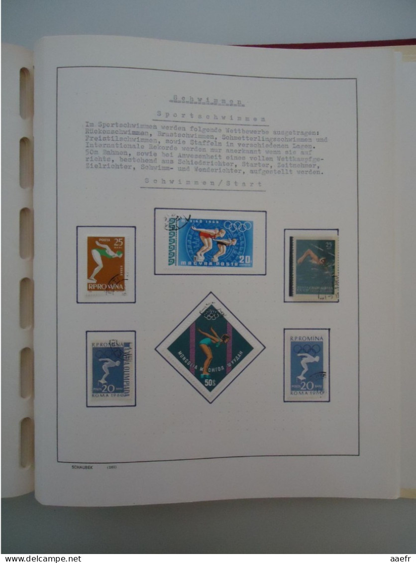 Monde -  Collection Sports et Jeux olympiques par discipline -  2 albums Schaubek - 936 timbres + 9 blocs + 14 FDC