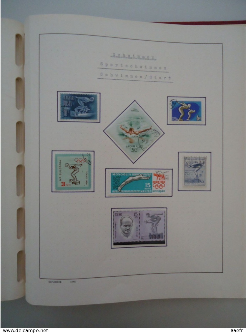 Monde -  Collection Sports et Jeux olympiques par discipline -  2 albums Schaubek - 936 timbres + 9 blocs + 14 FDC