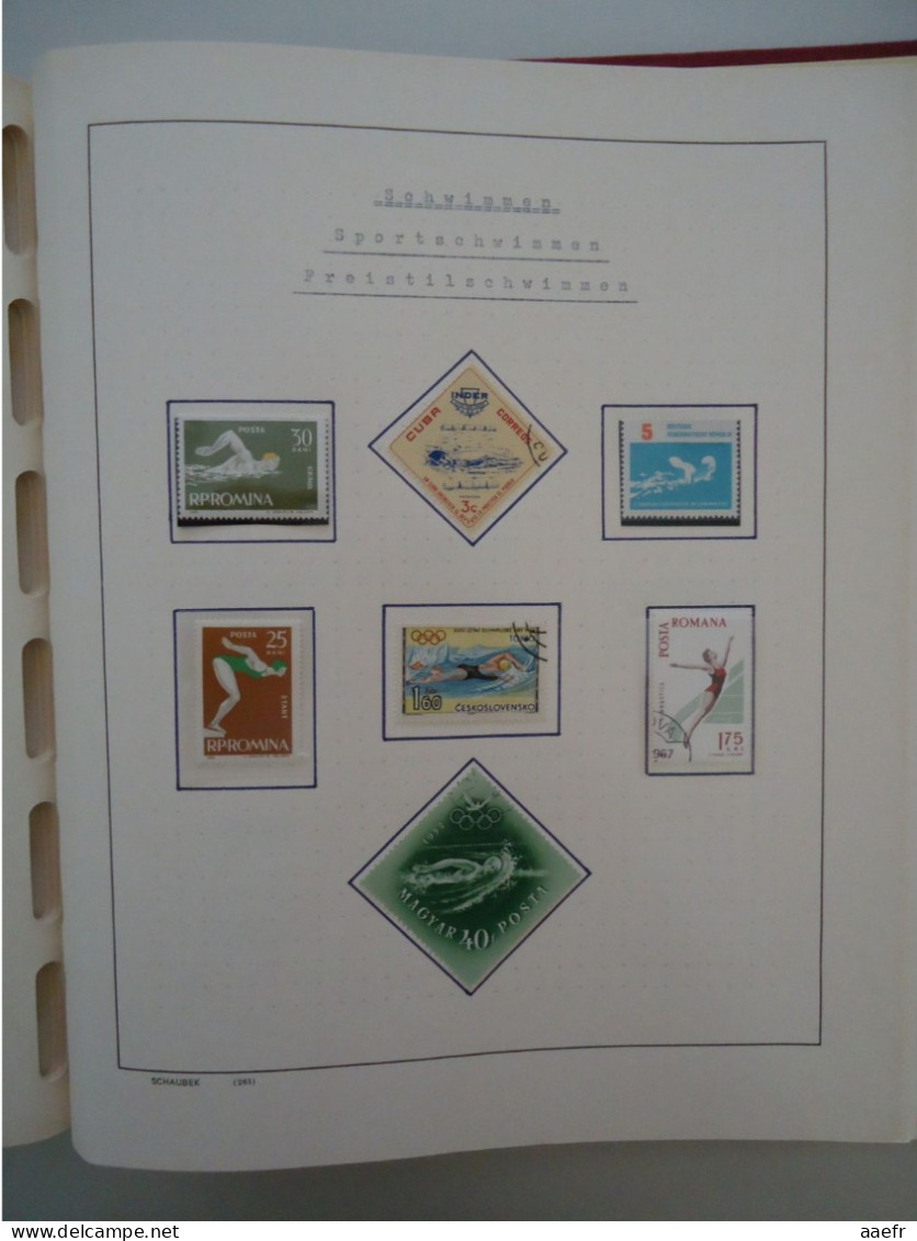 Monde -  Collection Sports et Jeux olympiques par discipline -  2 albums Schaubek - 936 timbres + 9 blocs + 14 FDC