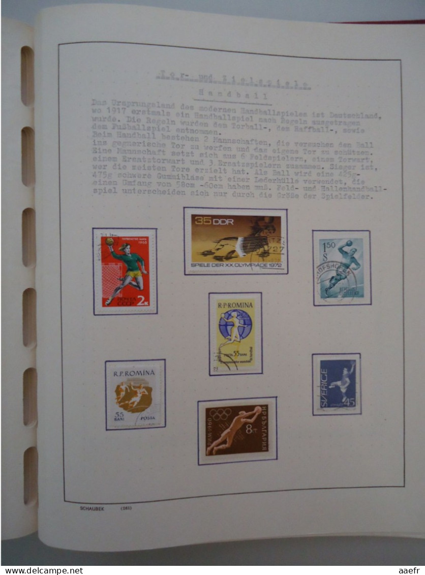 Monde -  Collection Sports et Jeux olympiques par discipline -  2 albums Schaubek - 936 timbres + 9 blocs + 14 FDC