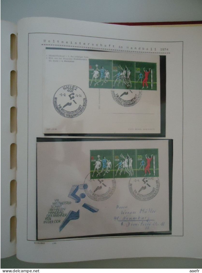 Monde -  Collection Sports et Jeux olympiques par discipline -  2 albums Schaubek - 936 timbres + 9 blocs + 14 FDC