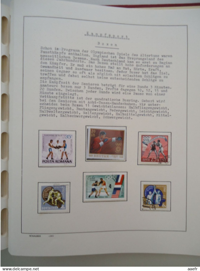 Monde -  Collection Sports et Jeux olympiques par discipline -  2 albums Schaubek - 936 timbres + 9 blocs + 14 FDC