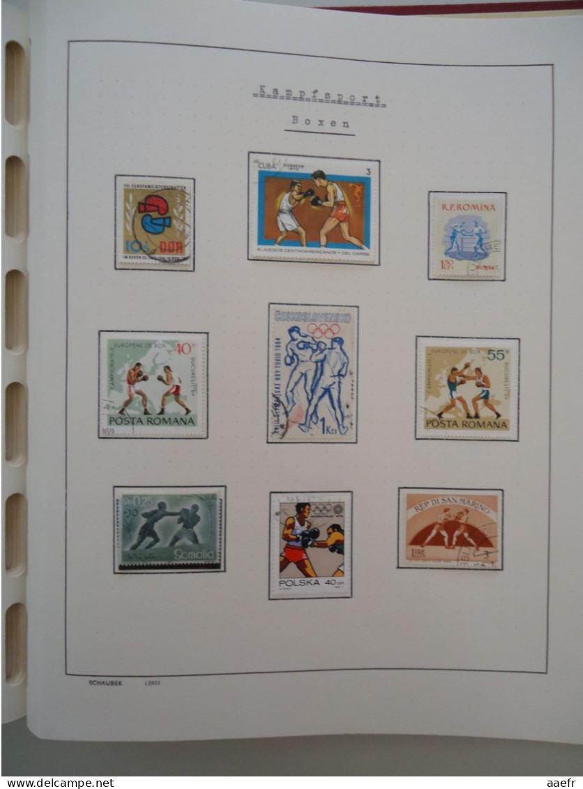 Monde -  Collection Sports et Jeux olympiques par discipline -  2 albums Schaubek - 936 timbres + 9 blocs + 14 FDC