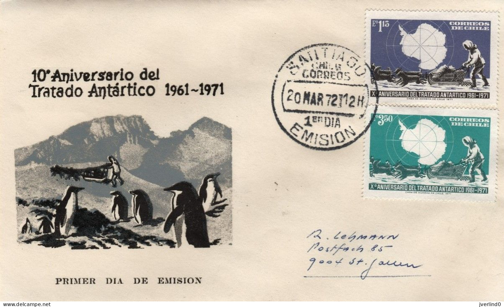 Chile Santiago 1972 Tenth Anniversary Antarctic Treaty - Andere & Zonder Classificatie