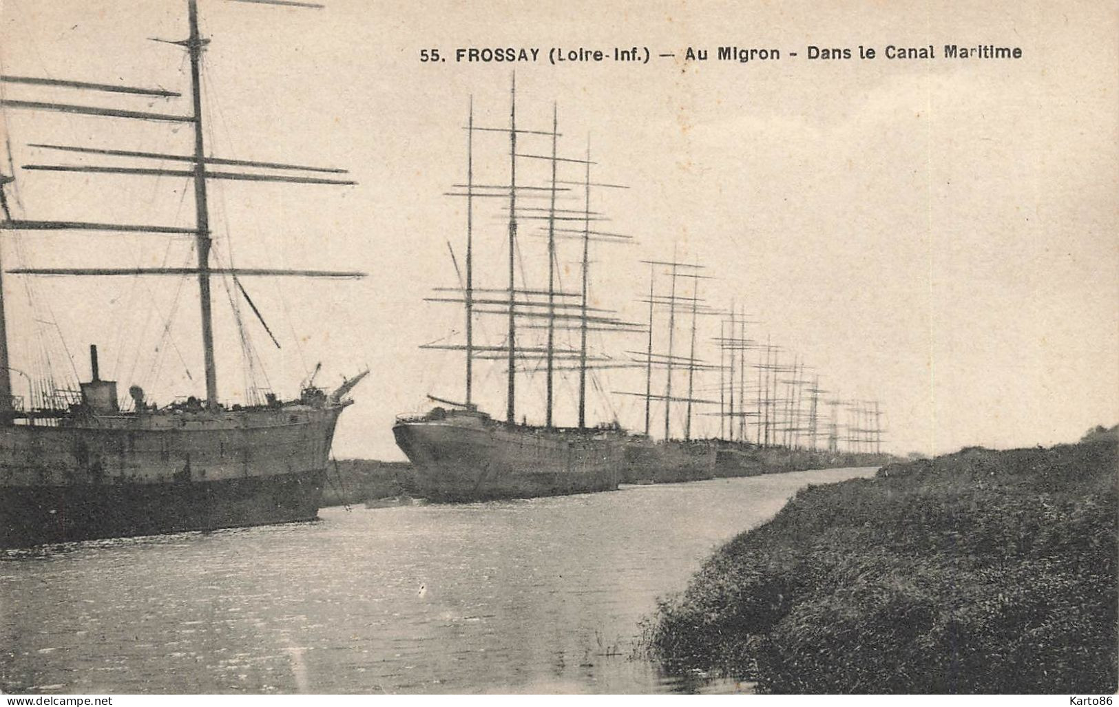 Frossay * Au Migron , Dans Le Canal Maritime * Voiliers Bateaux Bateau Voilier Goëlette Commerce 3 Mâts - Frossay