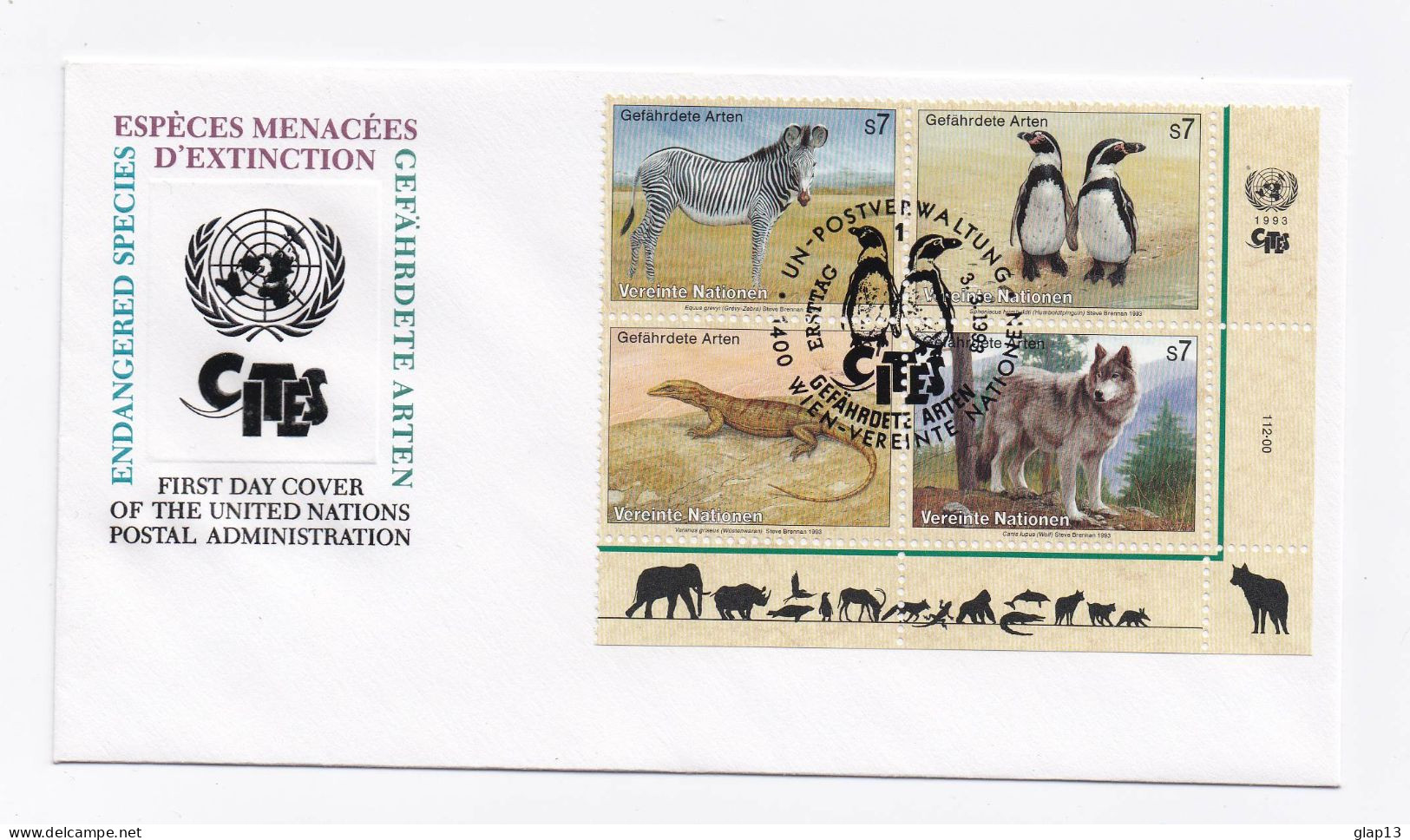 FDC DE VIENNE DU 03/03/1993 ANIMAUX - FDC