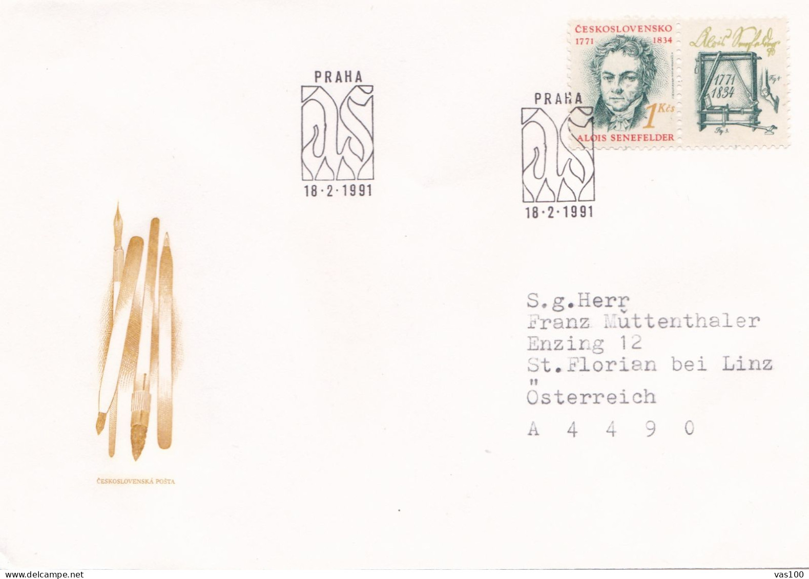 COVERS  CIRCULATED 1991 FDC,Tchécoslovaquie - Brieven En Documenten