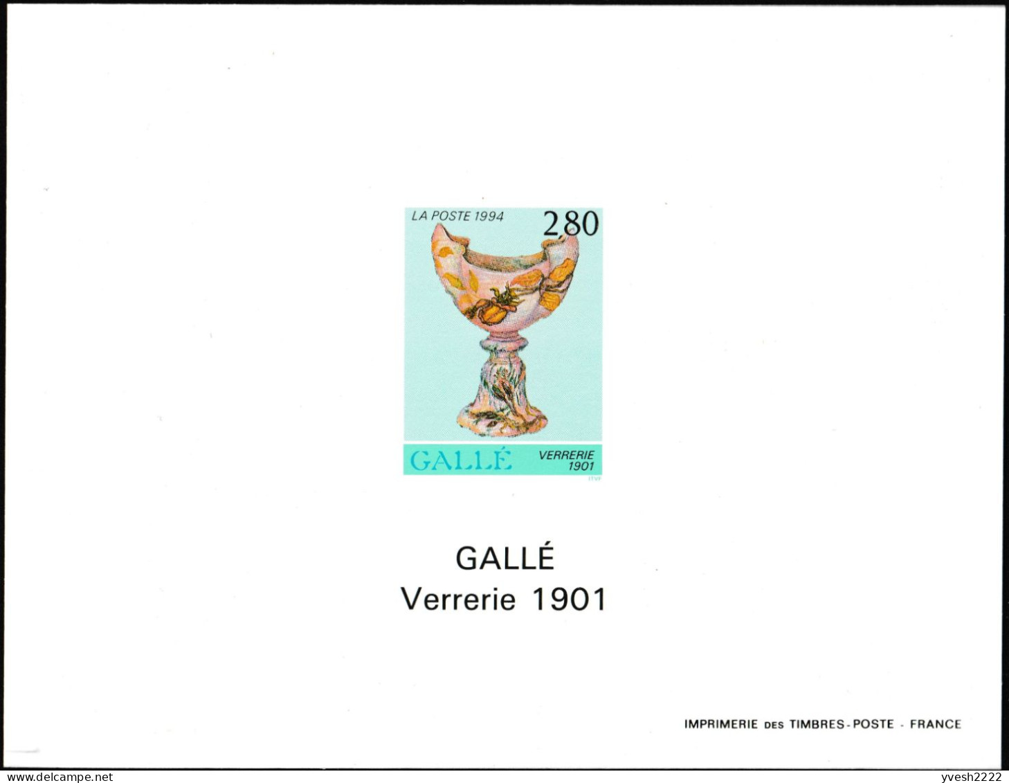 France 1994 Y&T 2854. Feuillet Non Dentelé Gommé. Arts Décoratifs, Verrerie. Gallé, Vers 1901 - Glas & Fenster