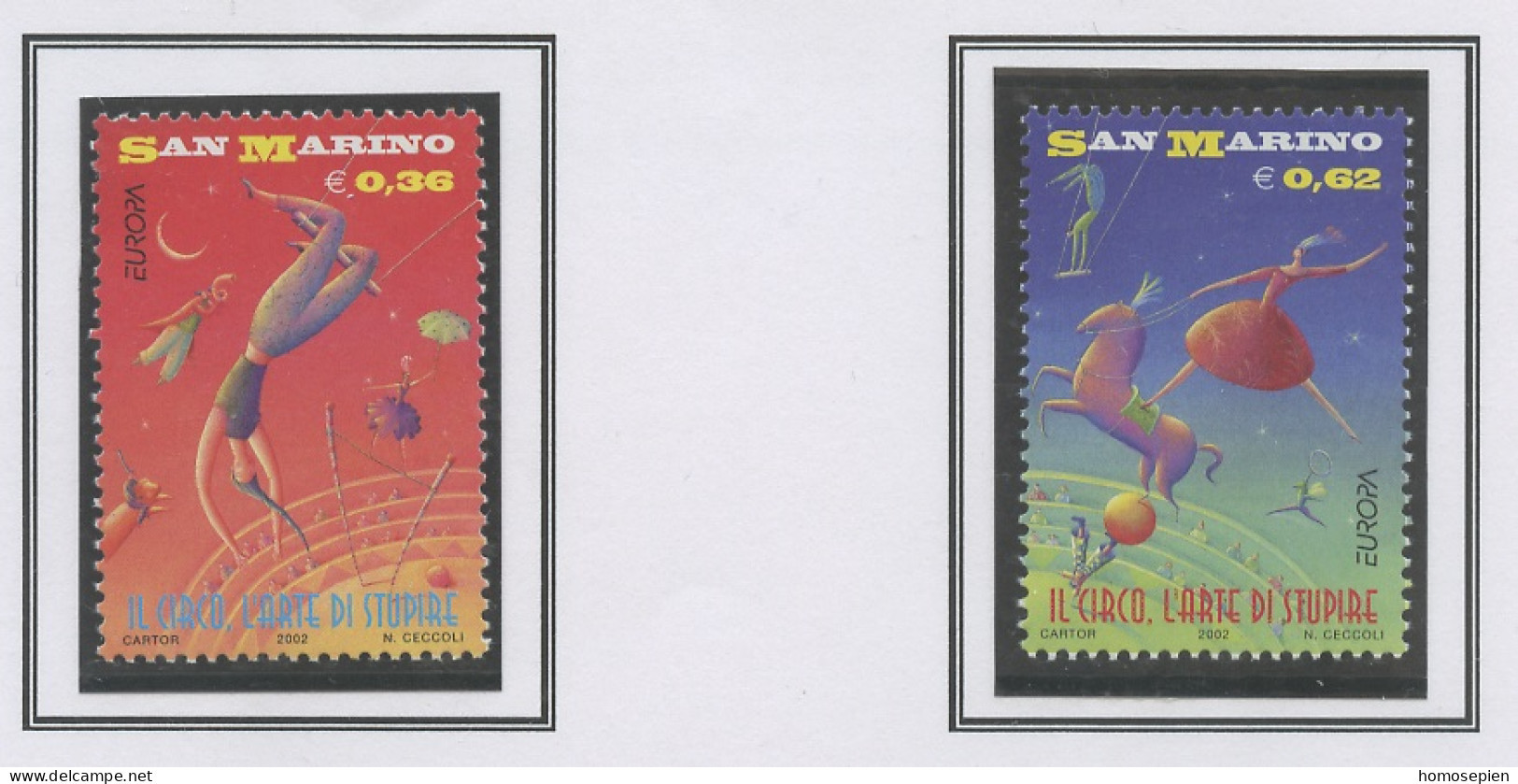 Saint Marin - San Marino 2002 Y&T N°1805 à 1806 - Michel N°2018 à 2019 *** - EUROPA - Unused Stamps
