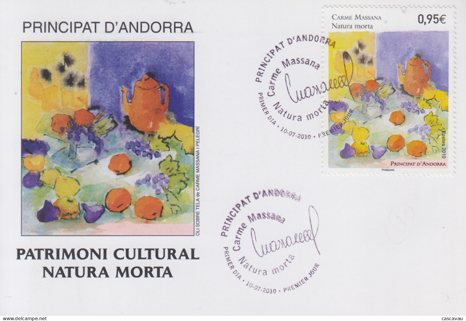 Carte  Maximum  1er  Jour  ANDORRE  ANDORRA   Oeuvre  De  Carme  Massana   2010 - Cartas Máxima