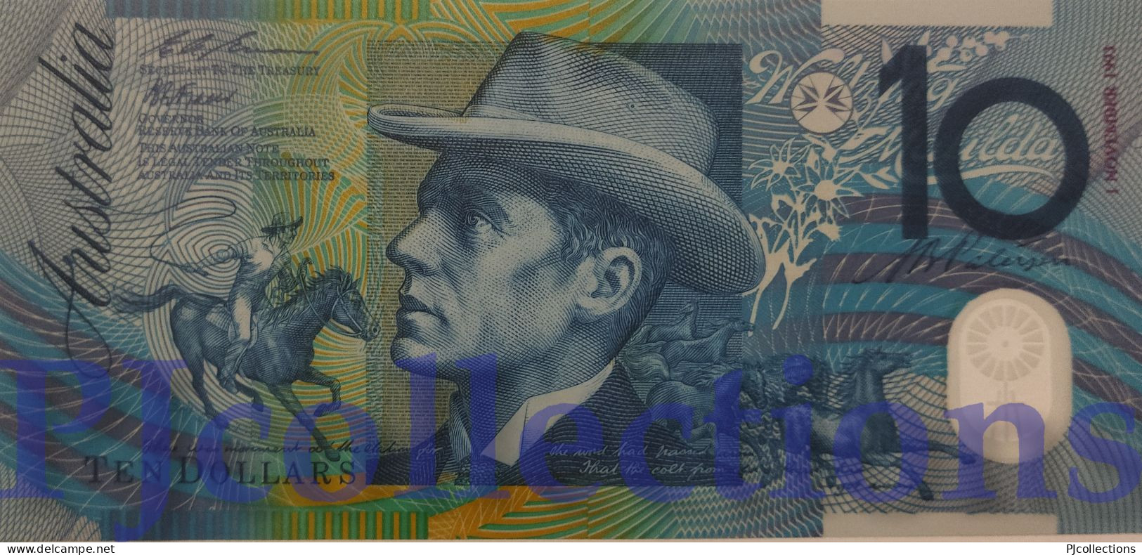 AUSTRALIA 10 DOLLARS 1993 PICK 52a POLYMER UNC LOW & RED SERIAL # "DC93 000247" - 1992-2001 (polymeerbiljetten)